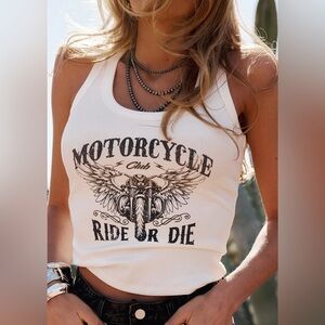 White Motorcycle Club Graphic Tank Top